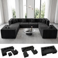 MONVANE Oversized U-Shaped 8 Seat Modular Sectional Sofa, Jet Black by MONVANE