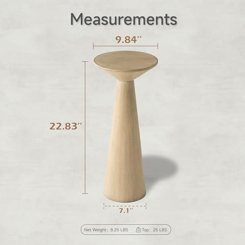 COZAYH Farmhouse Tall Pedestal End Table, Solid Wood, Distressed Wood Grey - Image 2