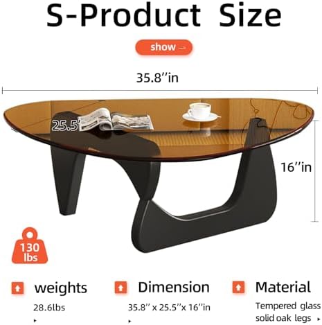 Modern Glass Coffee Table for Living Room, Mid Century Coffee Table, Small - Image 2