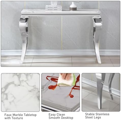 47'' White Marble Console Table Modern Accent Table - Image 5