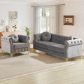 JEEOHEY 2 Pieces Mid Century Modern Chesterfield Sofa Set, Upholstered Button by JEEOHEY