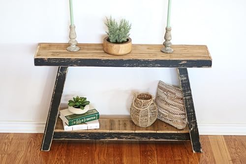 Aztec A-Frame Console; 46L x 10D x 28H Reclaimed Wood Table - Image 5