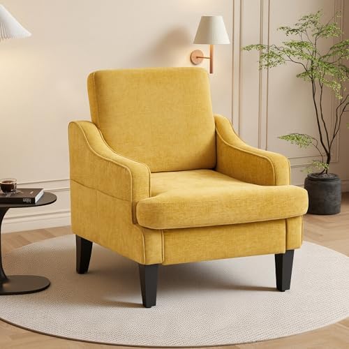 Accent Chair for Living Room, Mid-Century Arm Chair Chenille Fabric Living Room by GAOHAPY