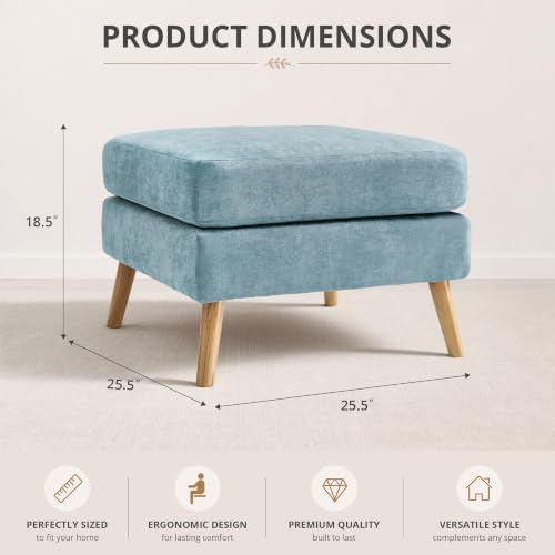 Large Ottoman, 29.5" Chenille Ottoman - Image 2