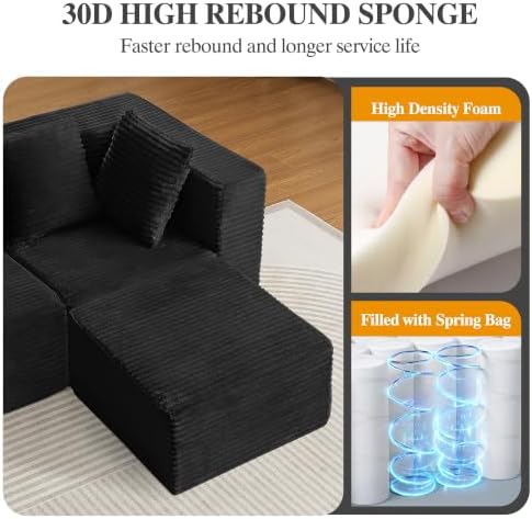 130" Modular Sectional Cloud Couch, U Shaped Sofa - Image 6