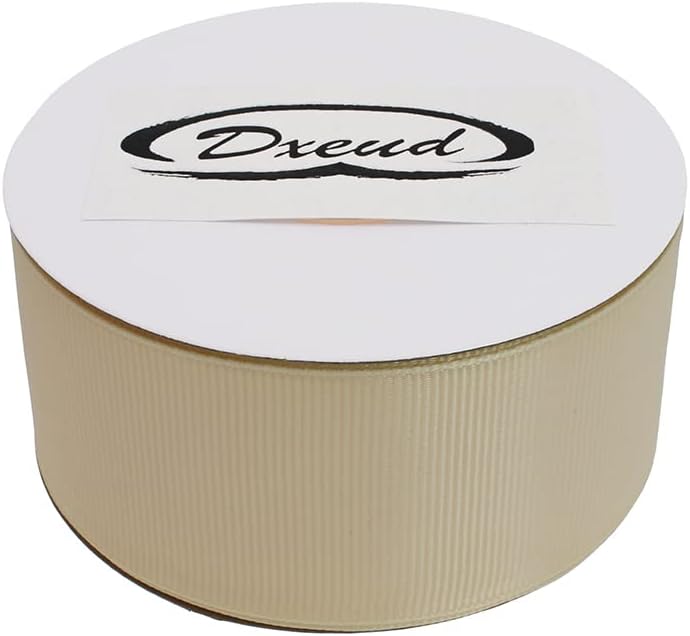Solid Grosgrain Ribbon 25 Yard Each Roll 100% Polyester Woven Edge (1/1-2", Beige)
