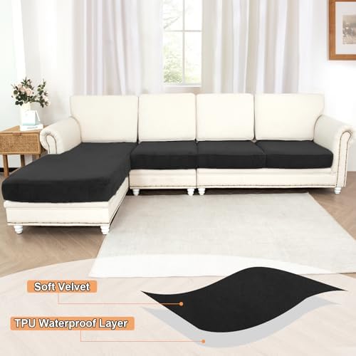 NAISI Waterproof Couch Cushion Covers Thick Velvet Fabric Washable Sofa - Image 2