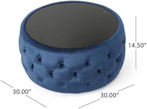 30" Round Velvet Ottoman Coffee Table, Button Tufted Coffee Table - Image 2