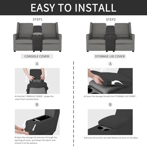 Easy-Going 2-Piece Recliner Console Cover Dark Gray - Image 5