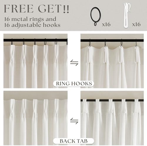 TWODRAPES Pinch Pleated Linen Curtains 108 Inches Long Natural 2 Panels Set - Image 5