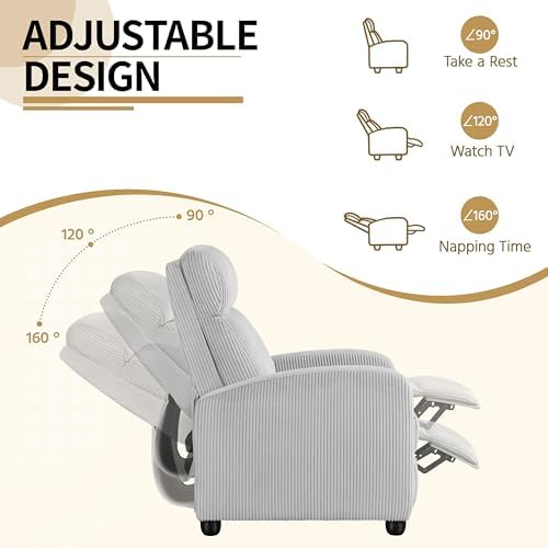 Yaheetech Recliner Chair with 3 Adjustable Angles Armchair Light Gray - Image 4