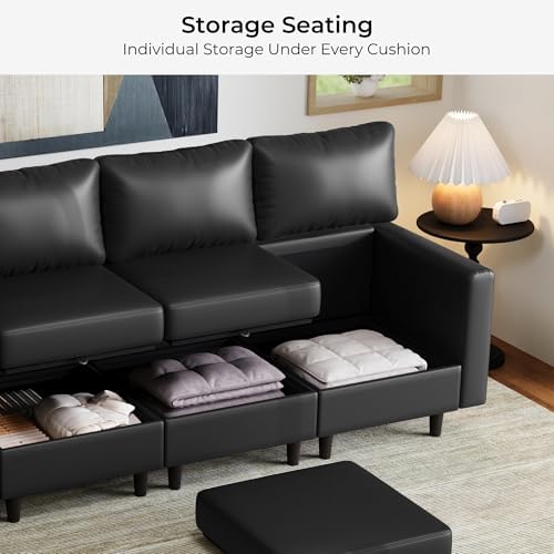 ABCASA Faux Leather Modular Sectional Sofa - Image 5