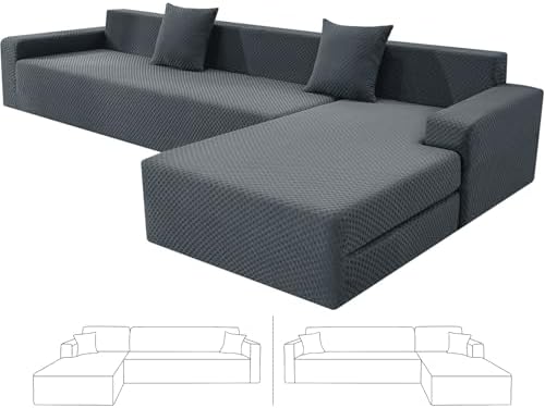 ZNSAYOTX Sectional Couch Covers, Stretch Jacquard Slipcovers by ZNSAYOTX