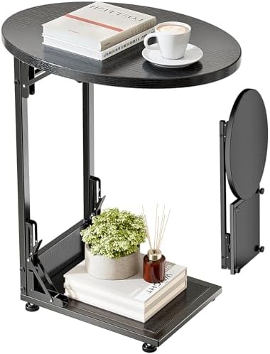 Elbourn Folding Side Table End Couch Tables, C-Shaped TV Stand by Elbourn