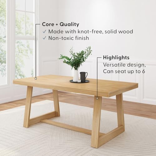 Plank+Beam Classic 72 Inch Dining Table, Rectangular, Blonde Wirebrush - Image 4