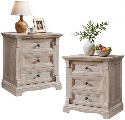 Farmhouse 26"H Night Stand Set of 2, 23.6"W End Table by T4TREAMFurniture