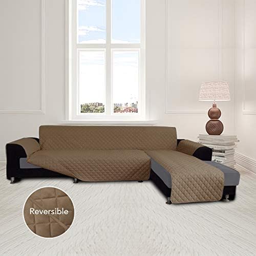 Easy-Going Reversible L-Shape Sectional Couch Cover, Camel/Camel - Image 2