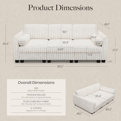 Belffin Plush Corduory Sectional Sleeper Sofa - Image 2
