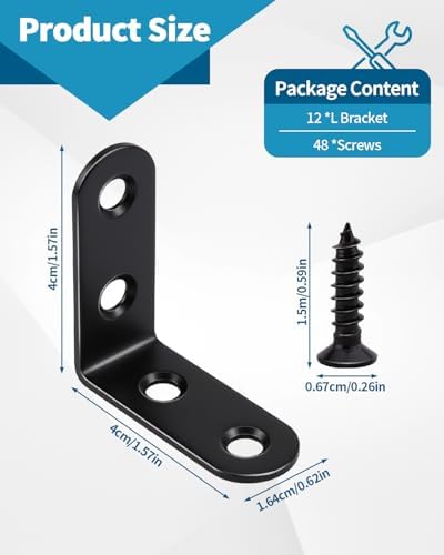 12 PCS 1.57'' x 1.57'' Stainless Straight Flat Brackets, Support Flat Metal - Image 2