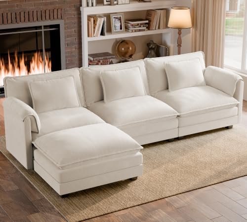 ELUCHANG 113" Oversized Modular Sectional Sofa, Comfy Chenille Cloud Couch by ELUCHANG
