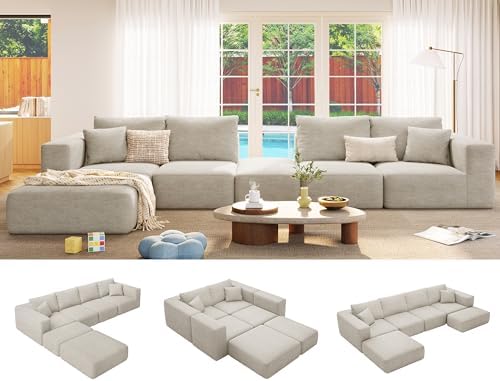 150" Oversized Boneless Couch for Living Room Modular Sectional Sofa by CUGOAO