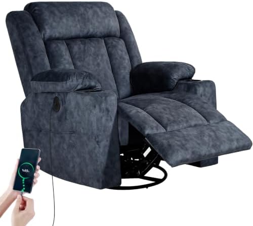 LAFWELL Retro Rocking Recliner Chair, Massage Rocker Recliner Chair by LAFWELL