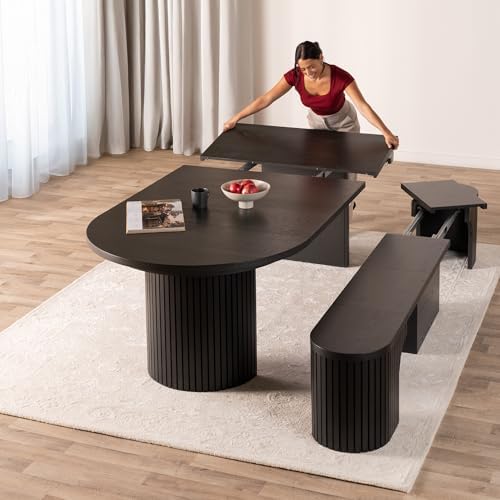 Transformer Table Solid Wood Extendable Round Dining Table Set by TransformerTable