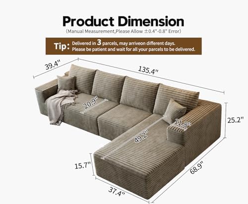 135.4" Cloud Modular Sectional Sofa Couch - Image 2