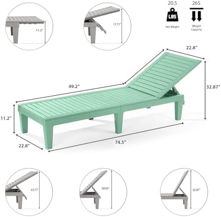 Nestl Lounge Chair Outdoor, Tanning Chair, Chaise Lounge Outdoor Set of 12 - Image 3