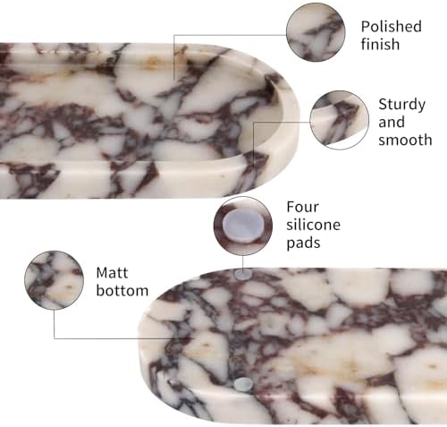 Natural Marble Tray Oval, Calacatta Viola - Image 3