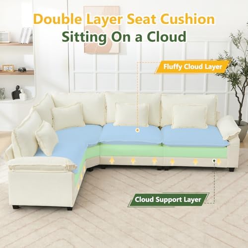 Oversized Modular Sectional Sofa Set, Convertible Deep Seat Cloud Couch - Image 3