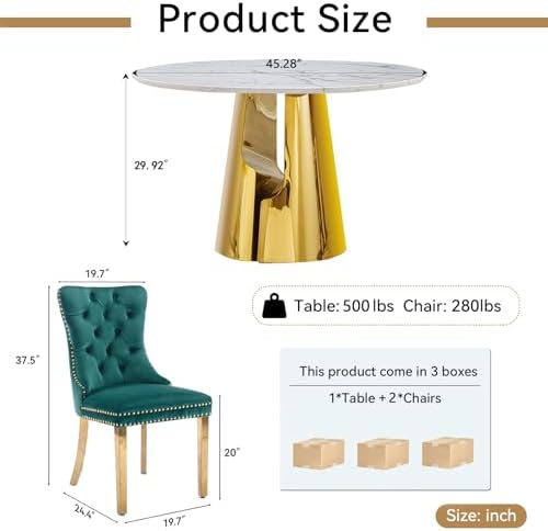 45” Round Dining Table Set For 2, Kitchen Table - Image 6