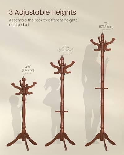 VASAGLE Freestanding Coat Rack, Rubber Wood Coat Tree - Image 5