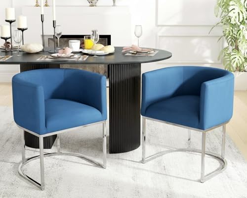 HNY Mid Century Modern Upholstered Barrel Dining Chairs by HNY