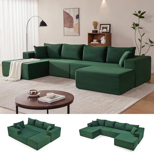 Mangodan 140” Cloud Sectional Couch, Modular Sectional Sofa by Mangodan