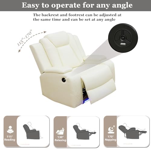 Power Recliner Sofa Set with LED, Breathing Leather Electric Reclining - Image 5