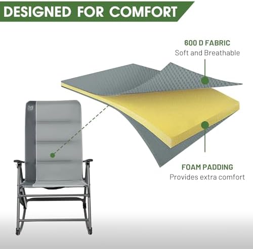Timber Ridge Oversized Folding Rocking Camping Chair, Padded Outdoor Rocker - Image 5