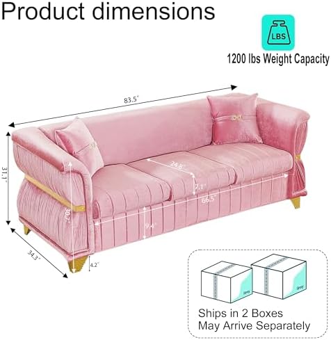 KEIKI 84" Luxury Oversized Velvet Chesterfield Sofa - Image 2