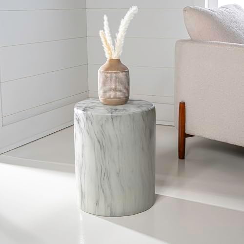 JONATHAN Y Troy Faux Marble Cylinder Accent End Table 17" - Image 2
