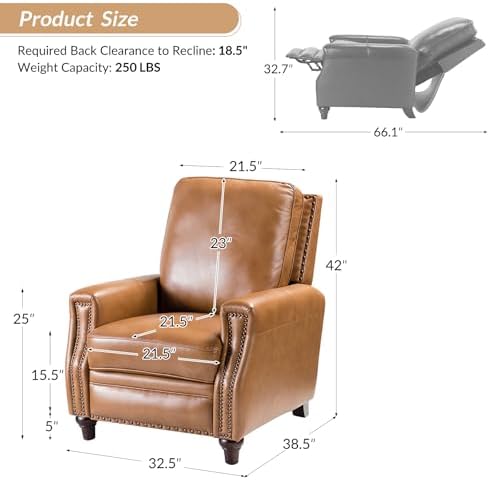 HULALA HOME Genuine Leather Manual Recliner - Image 2