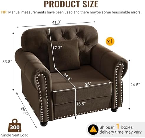 KEIKI 41" Velvet Chesterfield Sofa - Image 2