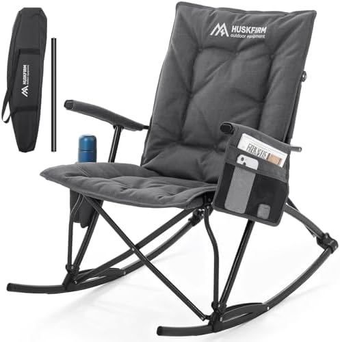Oversized Folding Rocking Camping Chair, Heavy Duty Rocker Chair by Huskfirm
