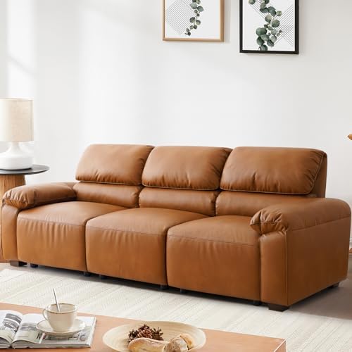 95" 3‑Seater PU Leather Modular Sectional Sofa, Mid‑Century - Image 2