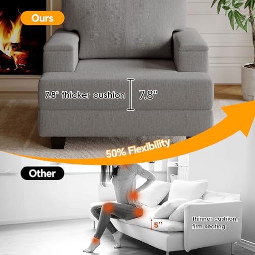 Oversized Accent Chair Set of 2, Armrest Organizer, Dark Gray - Image 5