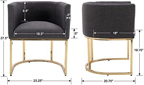 HNY Mid Century Modern Upholstered Barrel Dining Chairs - Image 2