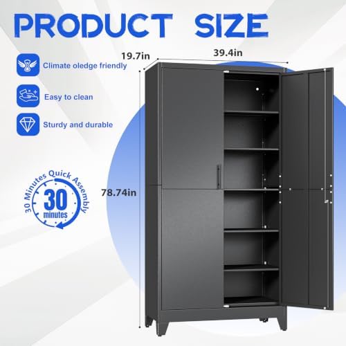 GAIOUS 79" Tall Metal Pantry Storage Cabinet - Image 2