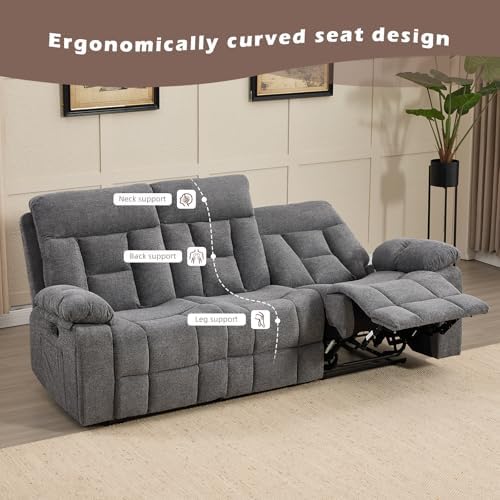 CANMOV 3 Seat Manual Recliner Sofa, Modern Reclining Sofa - Image 4