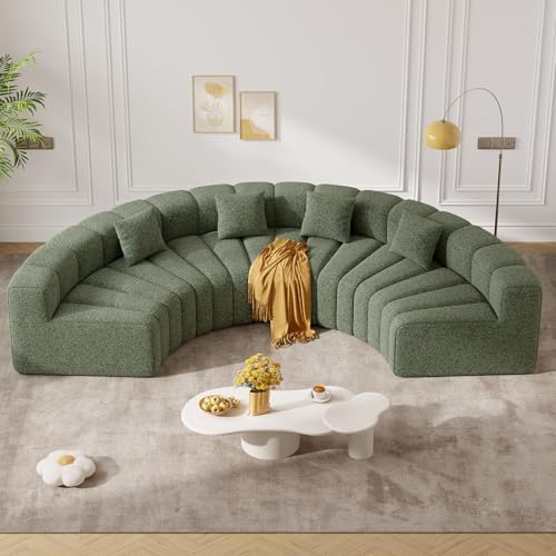 128" Oversized Curved Cloud Couch, Modern Compressed Modular Sectional Sofa by Luxanimarion