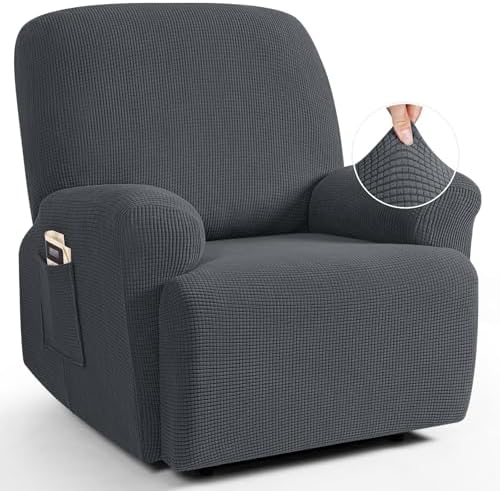 TAOCOCO Oversized Stretch Recliner Chair Covers 4 Piece, Charcoal Grey by TAOCOCO