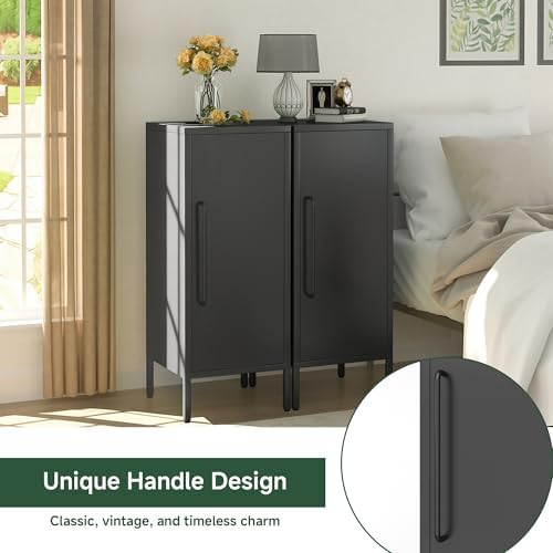 Metal Storage Cabinet with Door & 2 Adjustable Shelves 39.5” Small Storage - Image 4